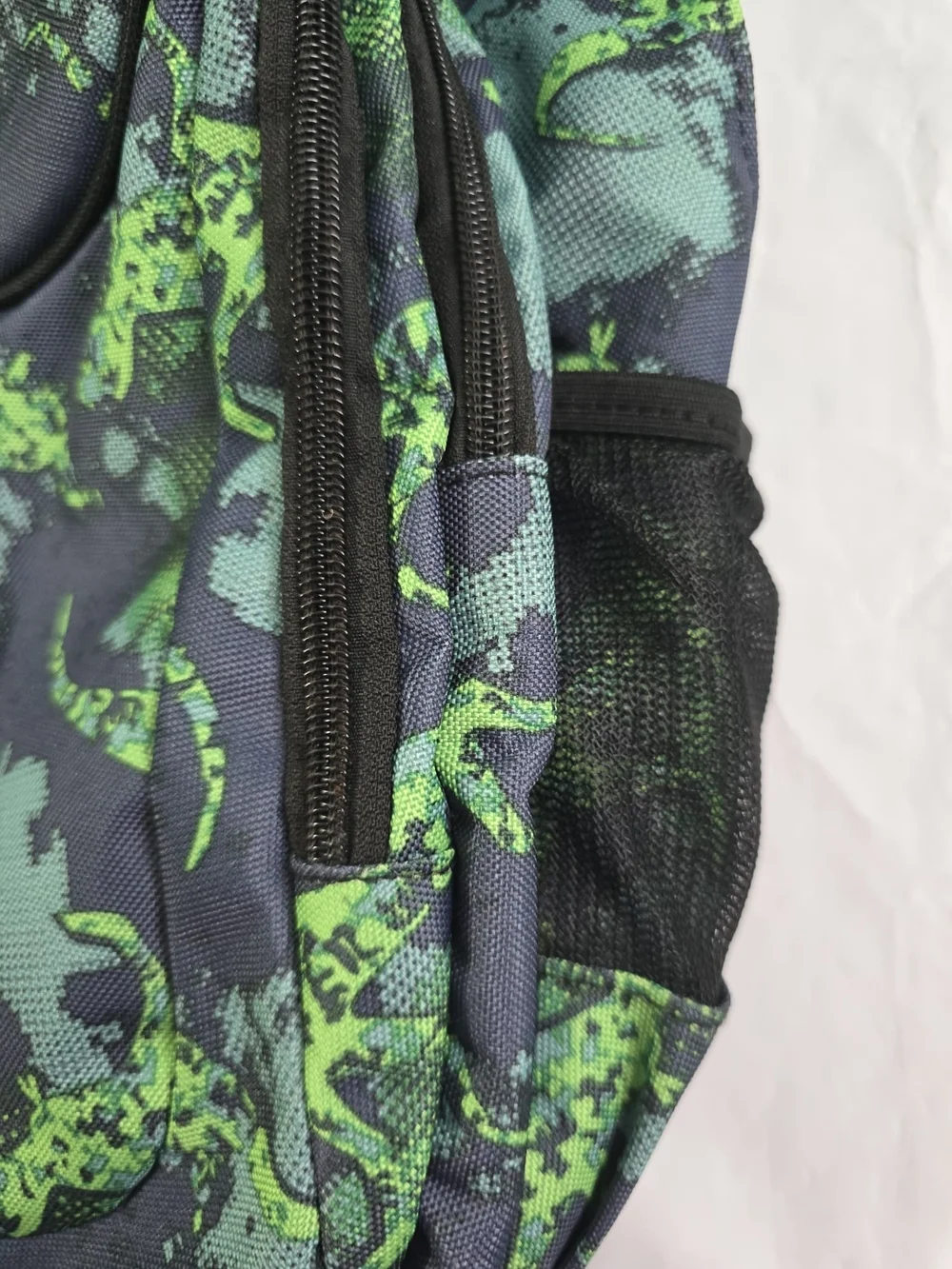 Dinosaur Print Kids Backpack Blue/Green Polyester Zip Padded w/ Outer Pockets